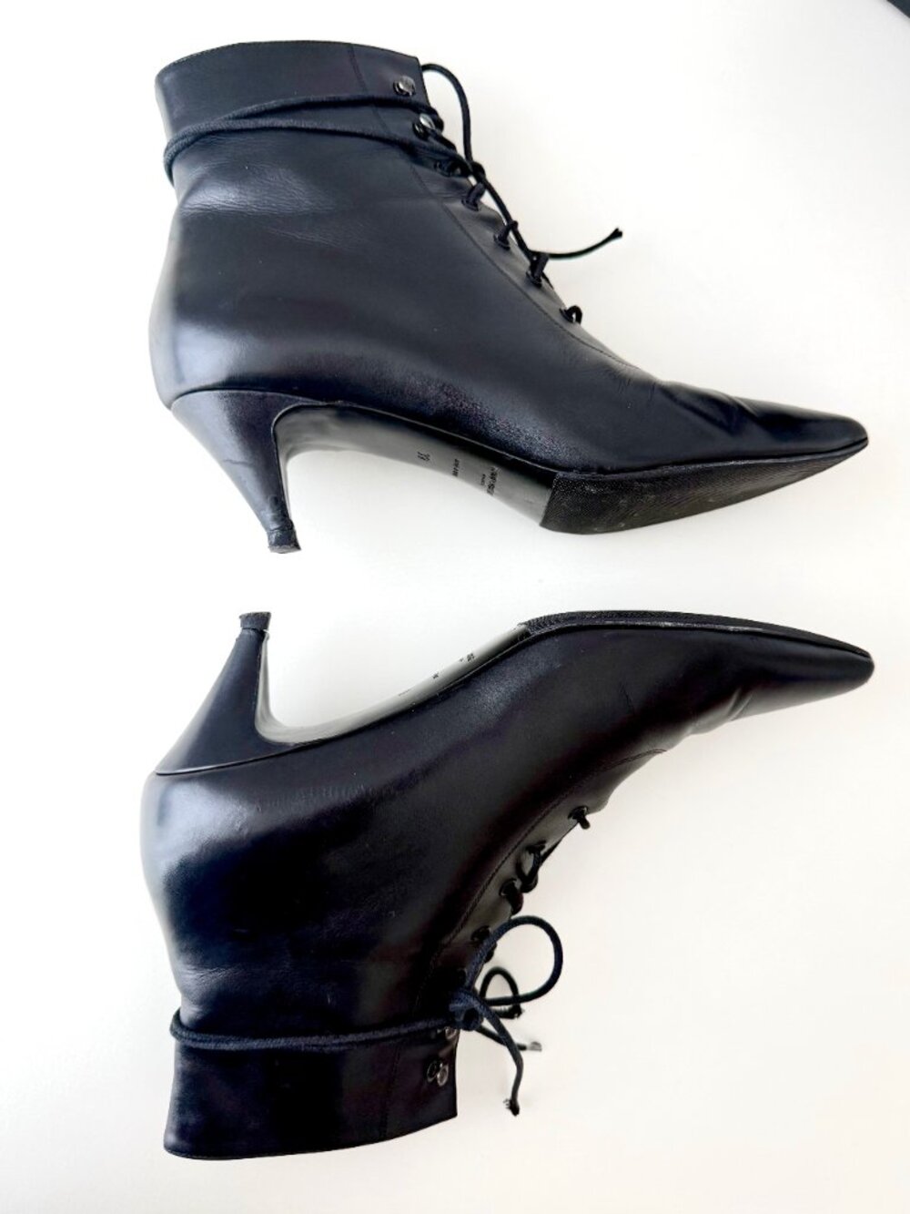 SAINT LAURENT Cat 50 Black Leather Lace-Up Ankle Boots – EU 39 / runs small - Picture 8 of 16